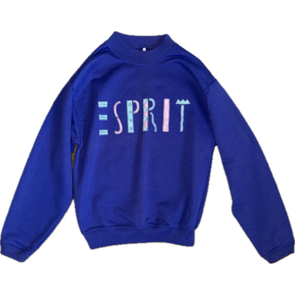 vintage 80s esprit kids purple sweatshirt pastel geometric logo